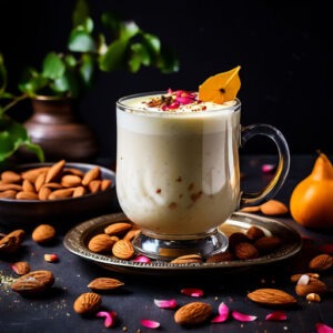 Celebrate This Holi with these delightful Healthy vegan recipes-Vegan Almond Thandai and Crispy Coriander Bites